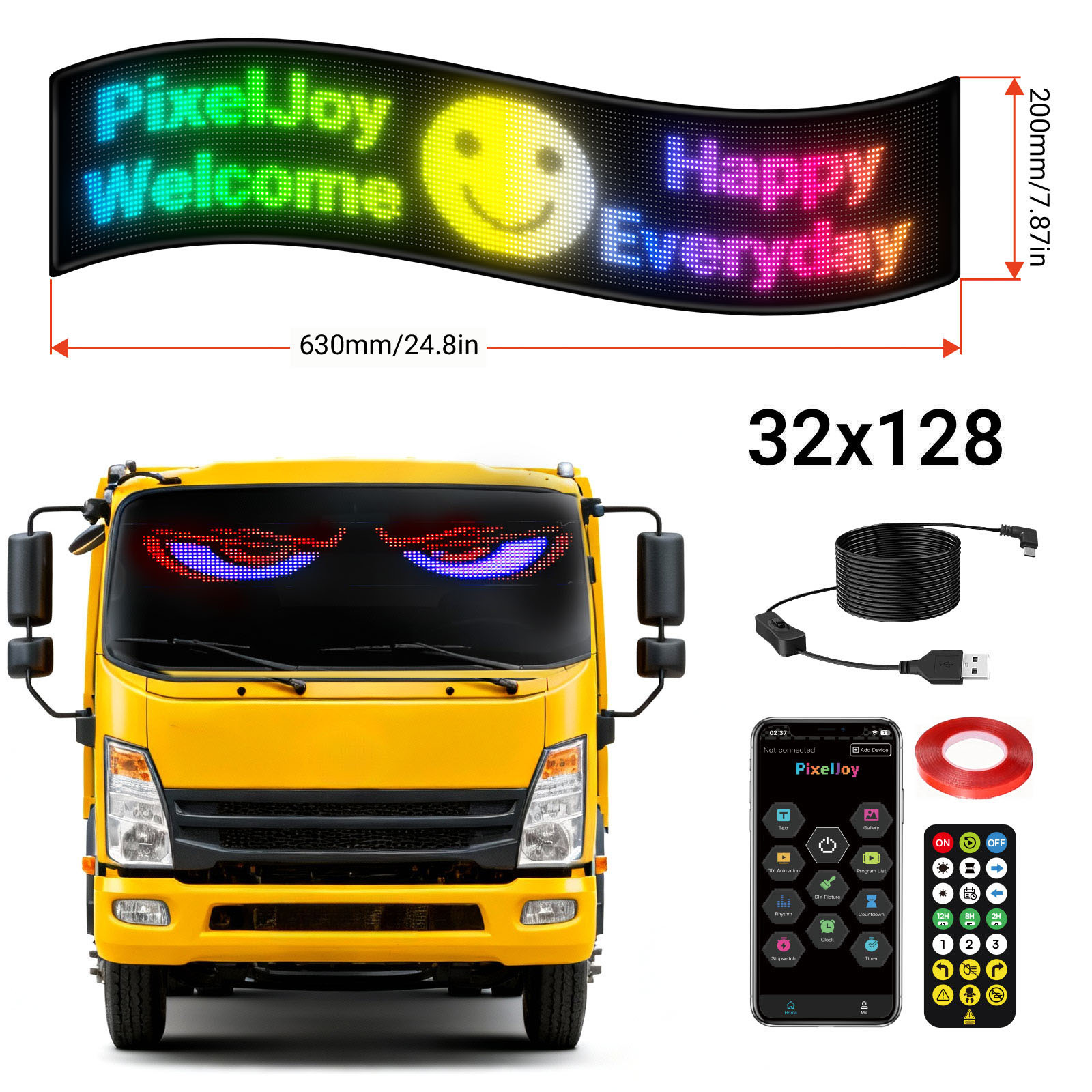 Fabricante mayorista LED vehículo flexible pantalla de control remoto Bluetooth APP pantalla de publicidad inteligente pantalla de visualización de ojos de demonios