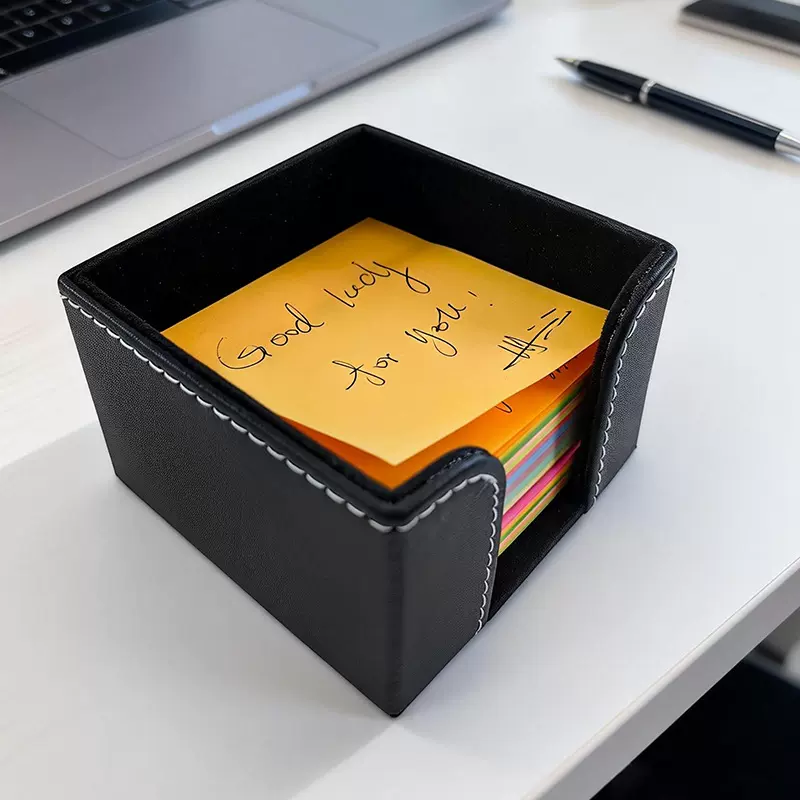 便签纸盒便签贴收纳盒办公商务桌面收纳盘文具收纳盒桌面整理皮革