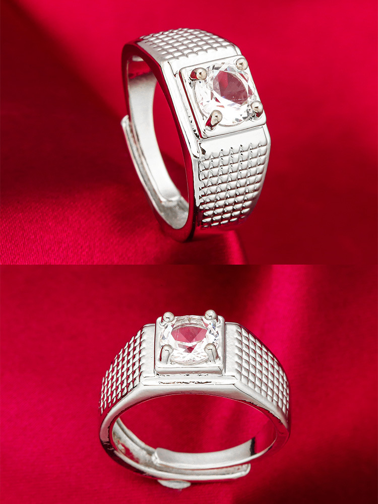 Unisex Gemstone Ring With Platinum Plated Open Design Finish_voghion.com