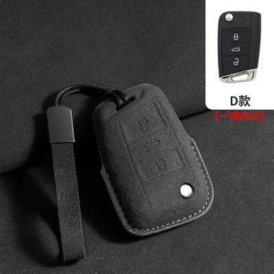 Car key bag, Suitable for Volkswagen suede key - volkswagen-d-type-high-grade-gray-leather-rope