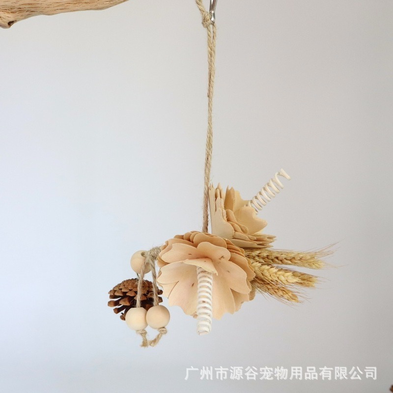 鹦鹉鸟玩具 天然麦穗木片花果实啃咬串 鸟笼解压玩耍配件用品批发|undefined