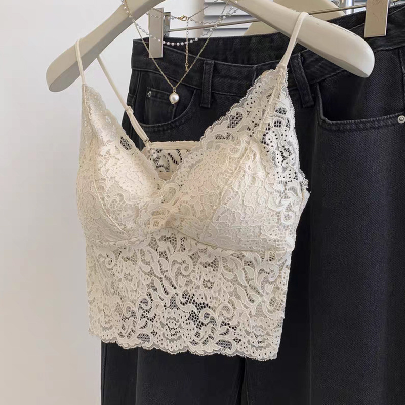 Summer Lace Sling Beautiful Back Underwear Women's Thin Slimming Tube Top Sexy Bra One-piece Inner Base Vest for Women