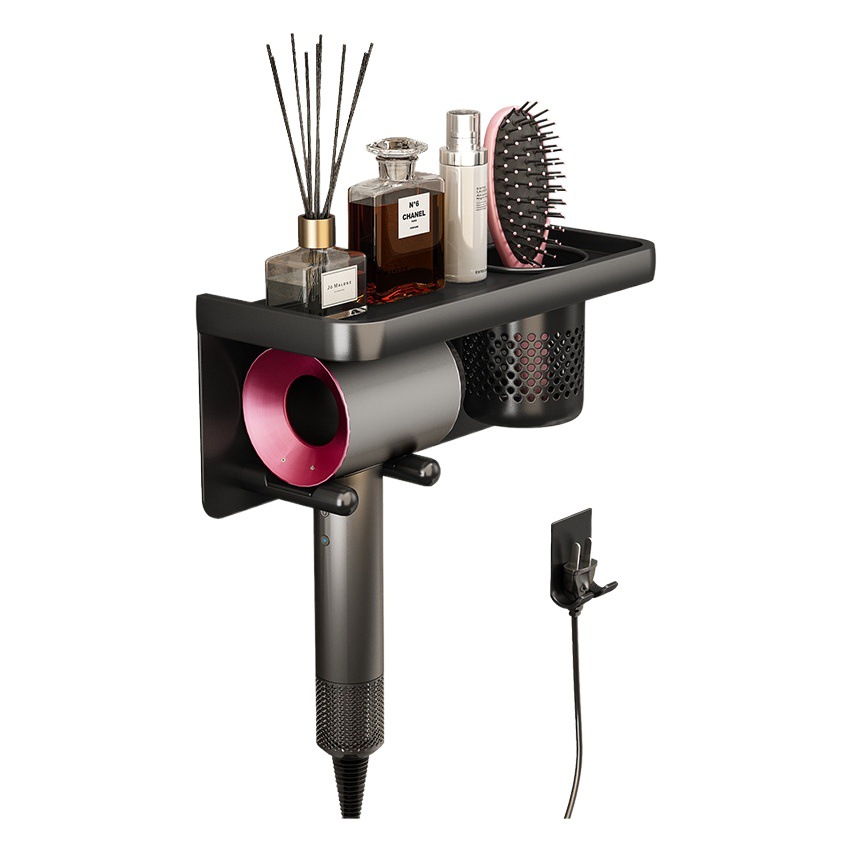 Secador de pelo rack ponche-libre baño secador de pelo soporte inodoro pared colgando de almacenamiento secador de pelo colgando estante