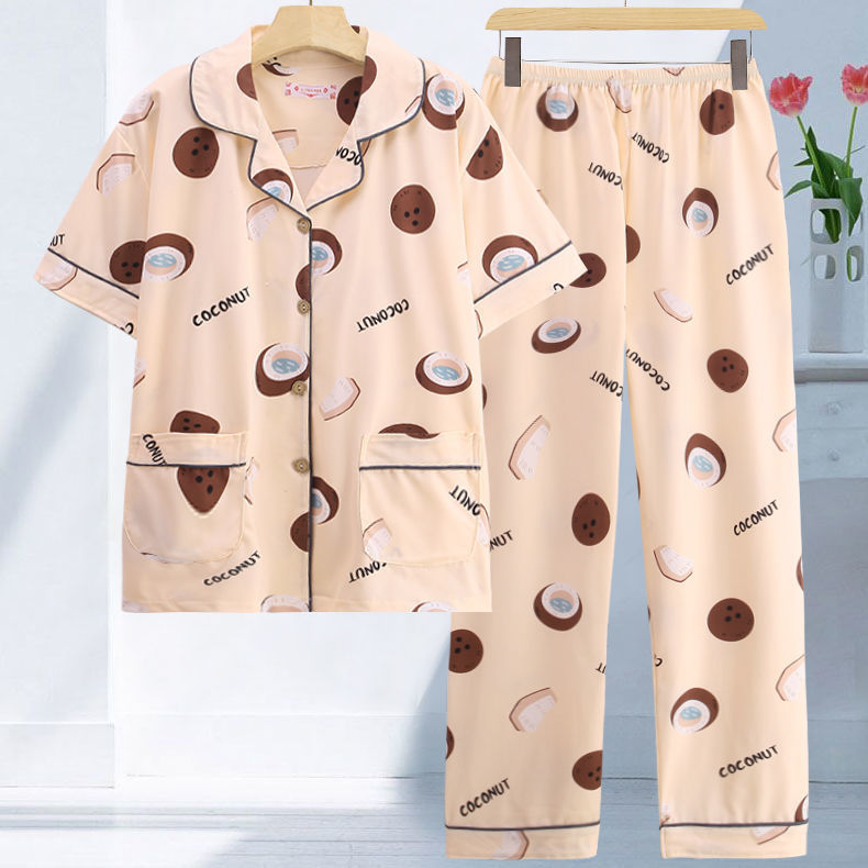 Pijamas de algodón para mujer de talla grande pantalones de manga corta de verano estilo coreano Delgado ropa de confinamiento suelta traje de dos piezas