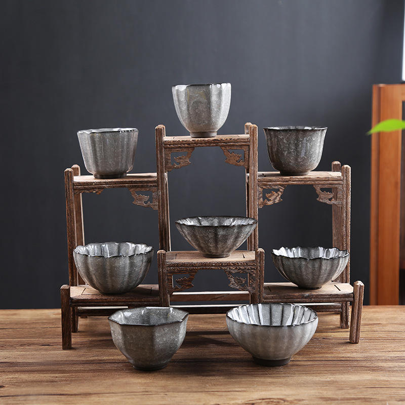 Black Ice Crack Tea Cup Ceramic Master Personal Cup Open Piece Ice Flower Glaze Ceramic Tea Cup Activity Gift Tea Bowl Wholesale