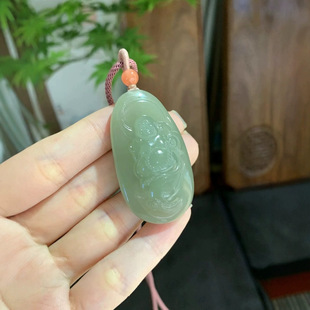 Jinyutang Xinjiang Hetian Jade Maitreya Buddha Is Ice-Permeable and Moisturizing, with a Refreshing and Clean Color. the Carved Laughing Buddha Smiles All the Time