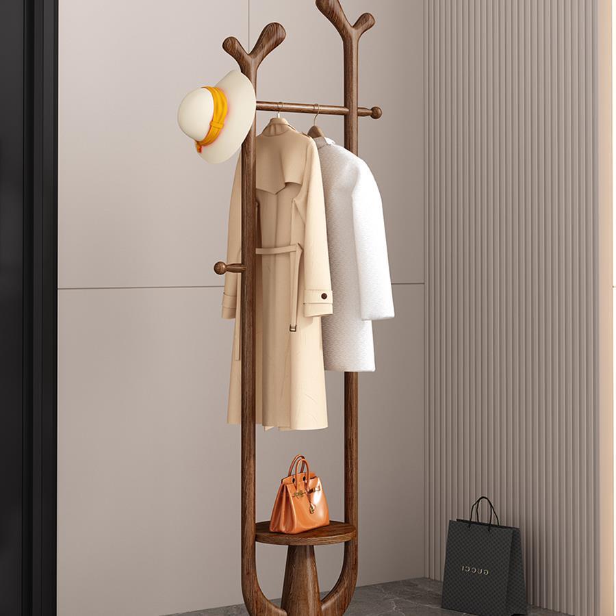 Creative Art Ash Wood Coat Rack Floor-Standing Bedroom All Solid Wood Coat Rack Modern Restaurant Hotel Clothes New Style