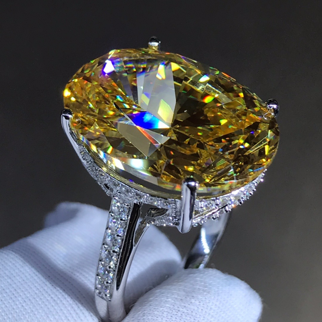 15 quilates VVS grado 3EX importado de alto carbono anillo de diamantes de plata esterlina de cinco capas de platino grueso anillo electrochapado