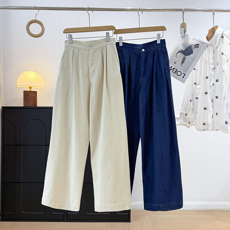 Muju 990+! 2026 Spring New Casual Style Pleated Versatile High-Waisted Wide-Leg Jeans for Women