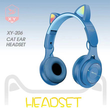 XY-206新款猫耳头戴式无线蓝牙耳机迷你学生运动游戏音乐插卡耳麦