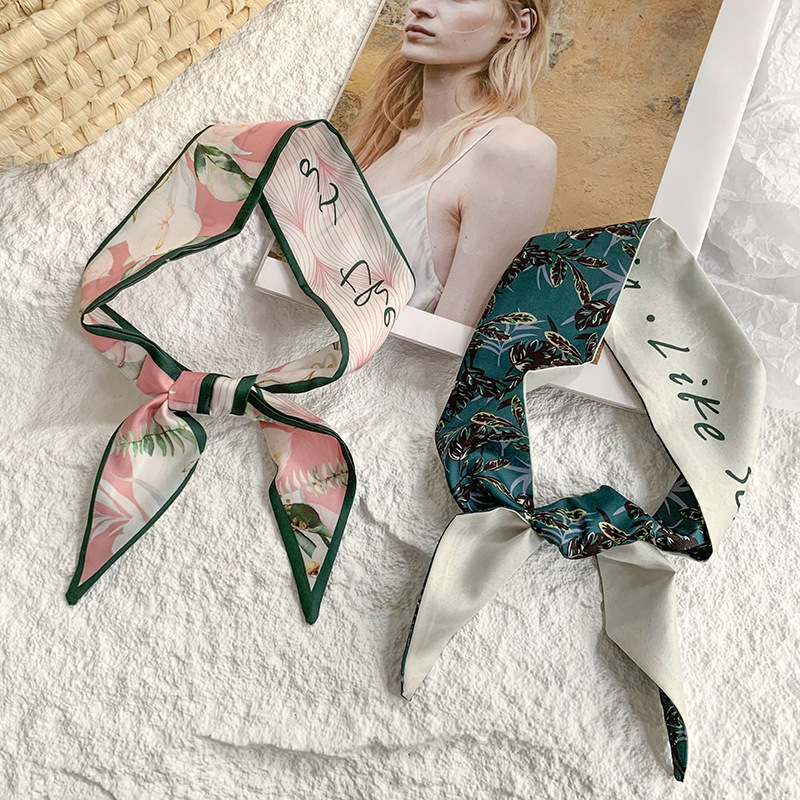 Nuevo estilo floral atado con serpentina primavera estilo fino camisa coreana bufanda de cinta decorativa temperamento de todo fósforo