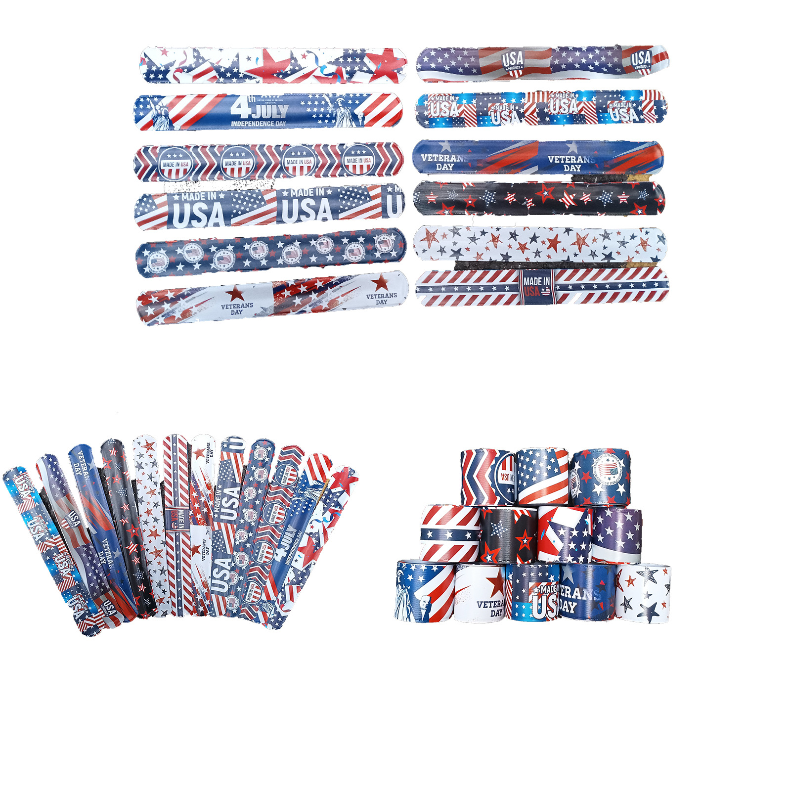 Día DE LA Independencia de América pop anillo pulsera de PVC estrella rayas bandera raqueta pulsera bandera decorativa correa de muñeca