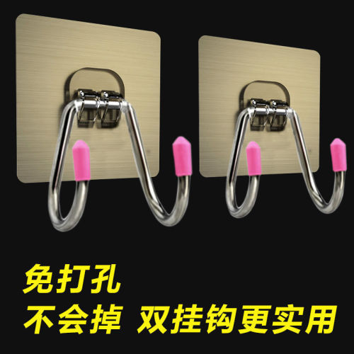 Stainless steel hooks with strong adhesive hooks on the wall multifunctional clothes hangers hooks behind student dormitory doors kitchen adhesive hooks