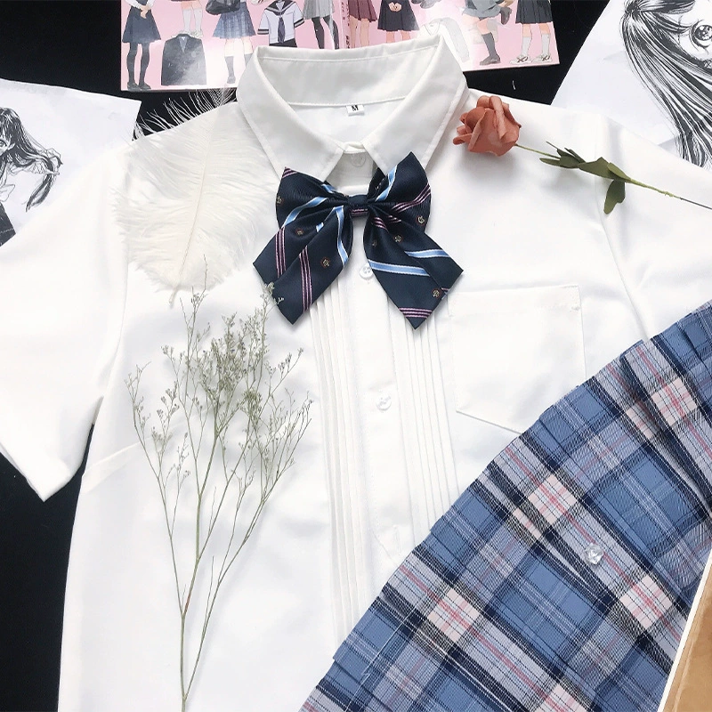 Японская форма JK основной орган плиссированная однотонная женская рубашка с длинным коротким рукавом в студенческом стиле Сладкая летняя молочно-белая Сладкая рубашка