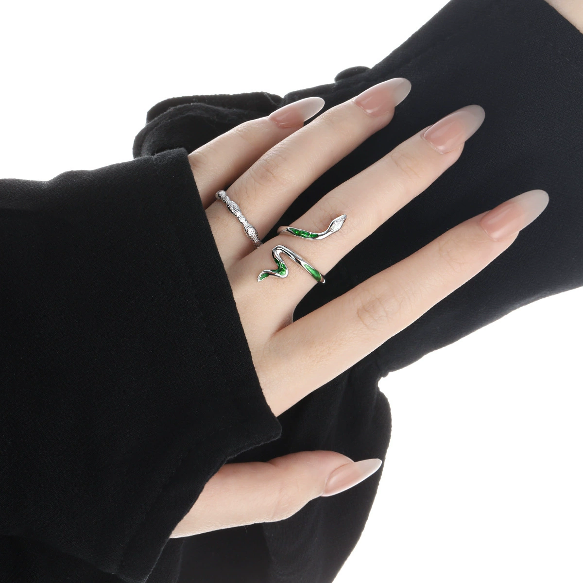 Кольцо из серебра S925 с змеёй из diamonds, для женщин, холодный стиль, нишевая индивидуальность, легкая роскошь, резиновое кольцо