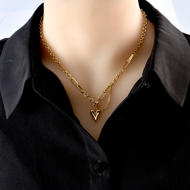 12g Weight PVD Coated Gold Plating Process PVD Coated 18K Gold Plated Geometric 304 Stainless Steel Fashion Waterproof Non Tarnish 304 Stainless Steel Necklace