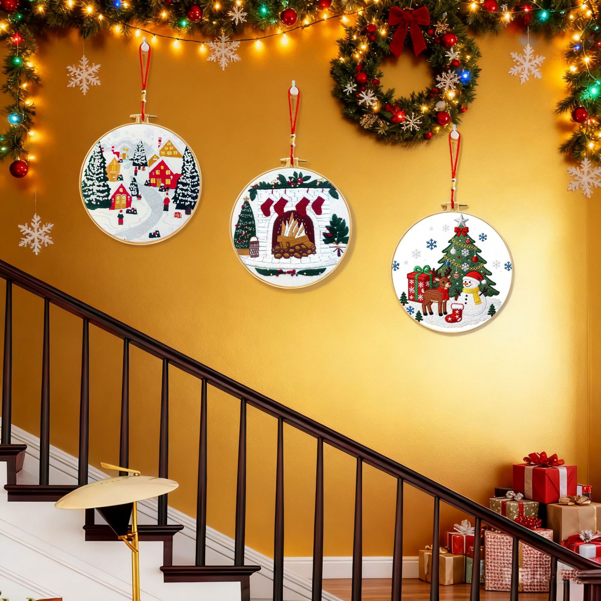 2025 Navidad bordada hecha a mano DIY paquete de materiales Navidad bordado Inglés venta directa transfronteriza