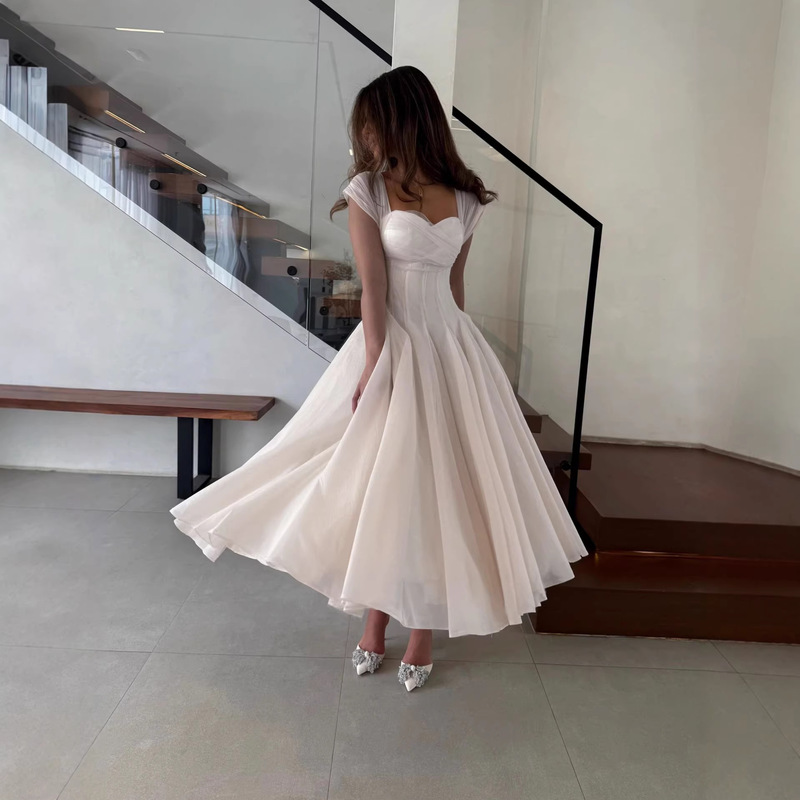 2025 New European and American Style Waist-Cinching Large-Swing Dress for Women Summer French Gentle Elegant White Pink Long Dress