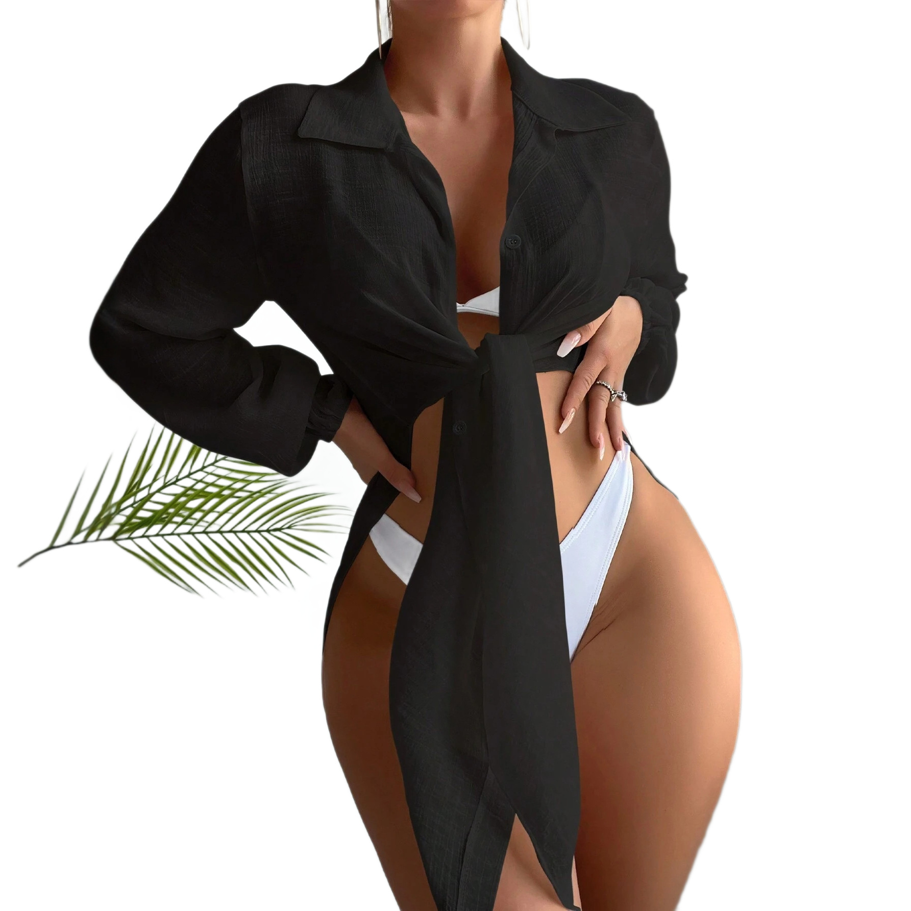 Women's Clothing Elegant Longline Beach Cover-Up – UPF Sun Protection & Flowy Resort Kimono For Women"_ecoleips.com