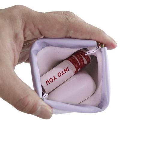 Ultra-soft skin-feeling makeup bag portable mini lipstick storage bag PU storage bag travel data cable money clip