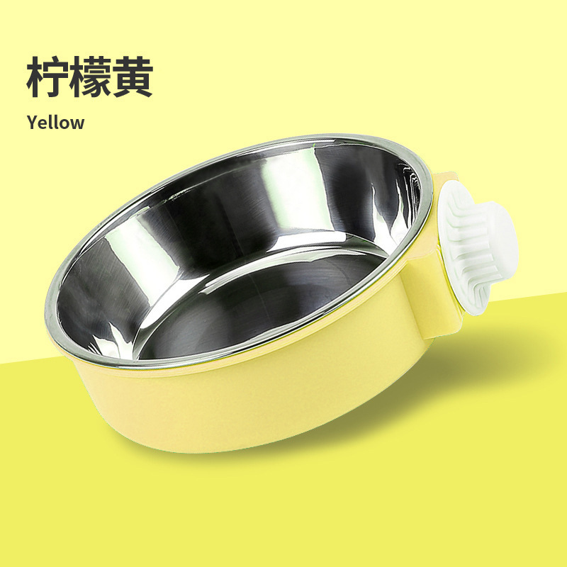 Cat Bowl Pet Bowl tazón de comida de acero inoxidable gato jaula colgante comida para gatos tazón de conejo tazón para perros antidetonantes cuenca
