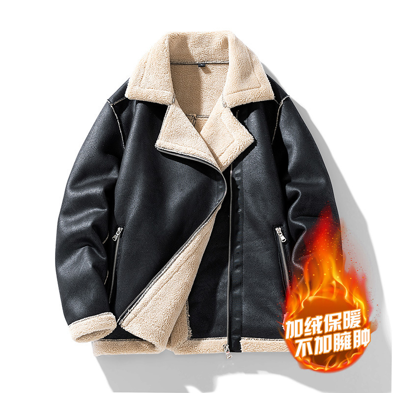 2023 autumn and winter New deerskin velvet jacket men's lightweight warm Men's down cotton-padded jacket lambswool coat fashion