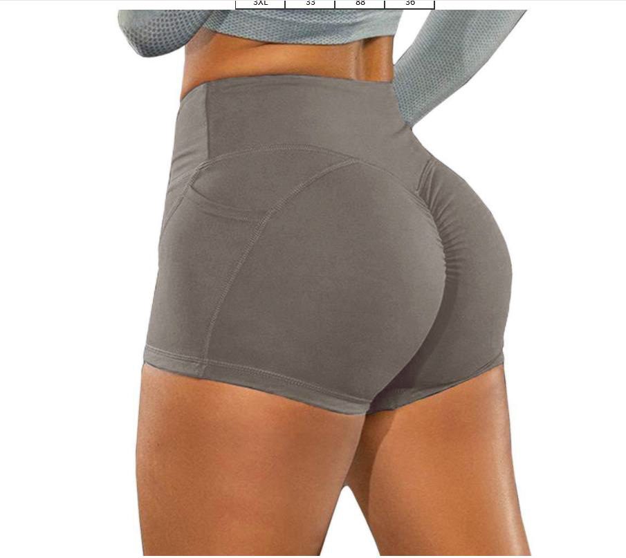 주머니가있는 회색 요가 바지