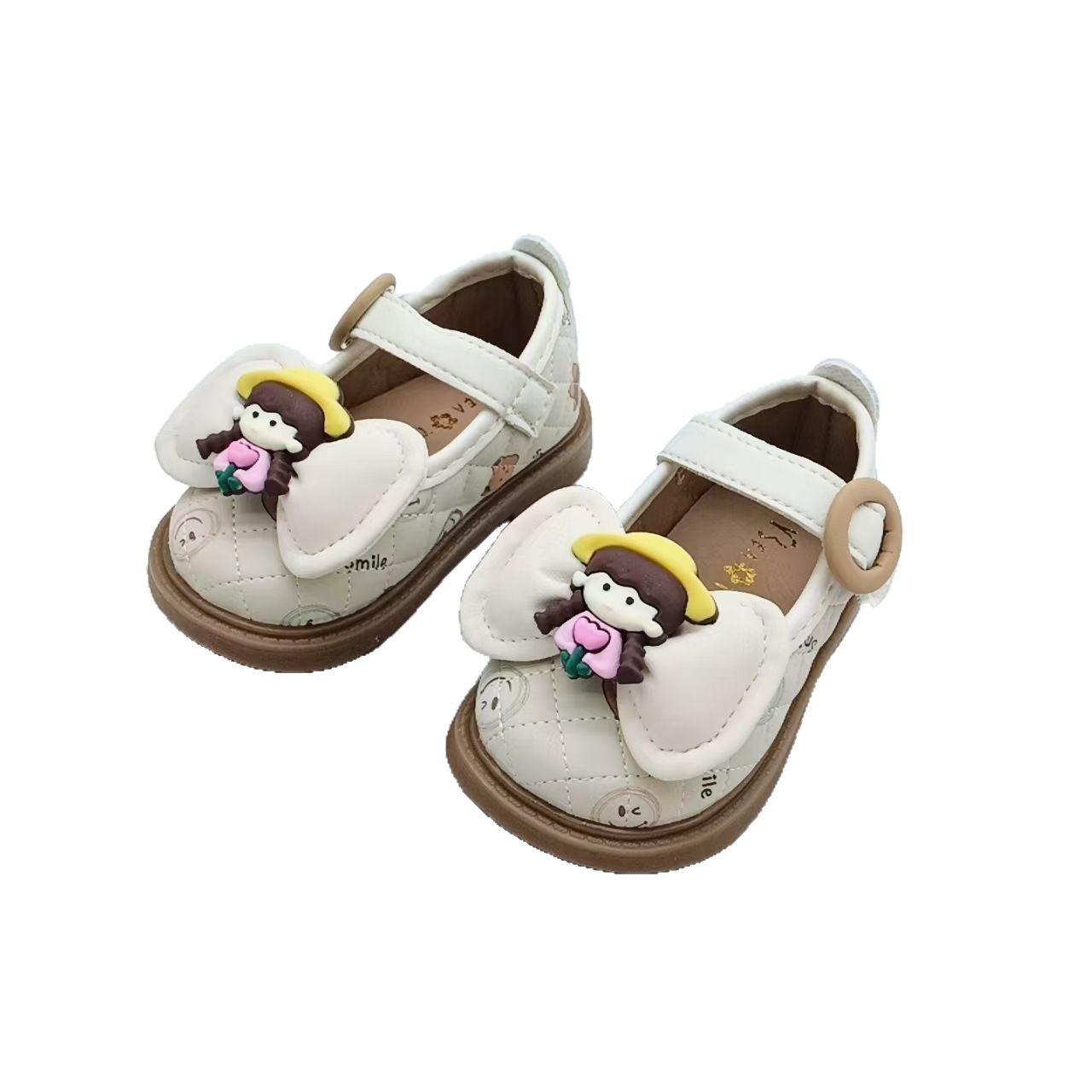Zapatos de cuero de otoño para niñas, zapatos de dibujos animados, zapatos para bebés, zapatos para bebés con suela suave, zapatos de princesa, zapatos para niños suaves