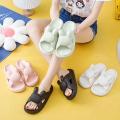Comfortable Leisure Ear-drag Anti-slip Rabbit Cool Summer Couple Slippers Home New Pure Color Simple Soft Flat 2024
