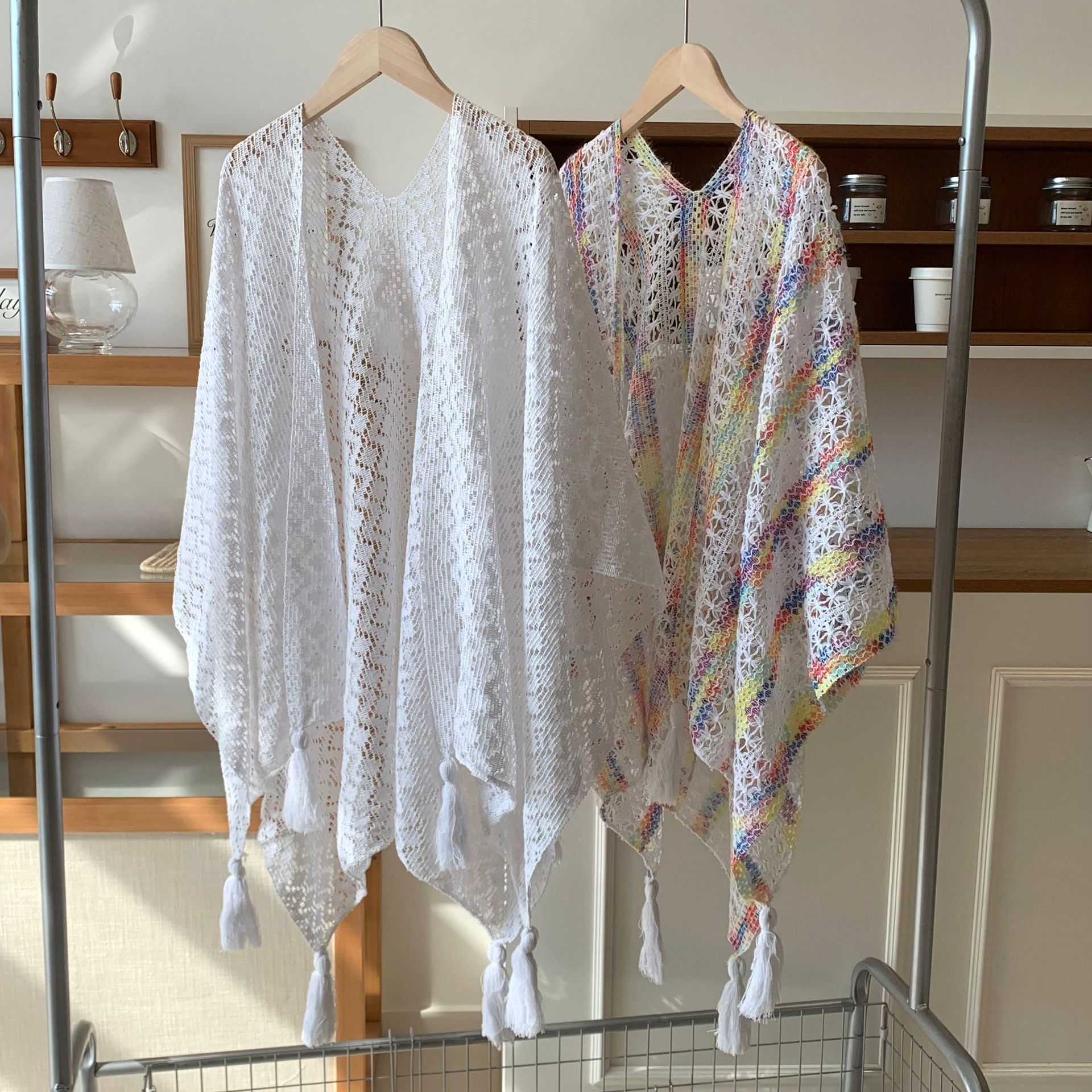 Chal de punto de alta calidad, color opcional, cárdigan hueca, borla, capa grande, chaleco pequeño, fábrica personalizada