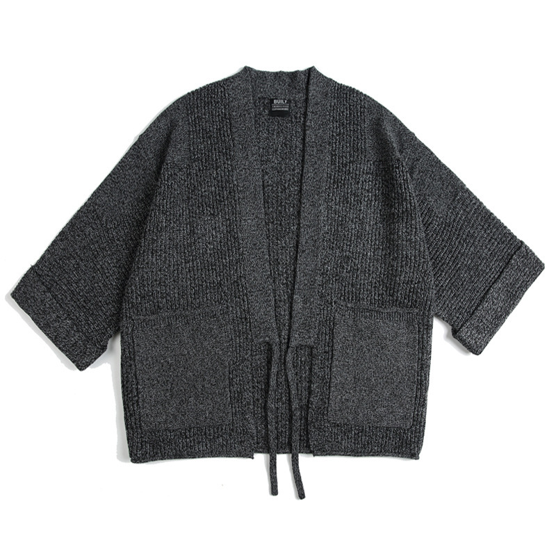 Japanese style retro ethnic style kendo and gown coat men's and women's loose wool knitted cardigan couple sweater Japanese style retro ethnic style kendo and gown coat men's and women's loose wool knitted cardigan couple sweater