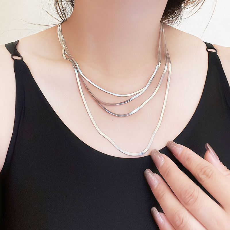 Fashion Solid Color Titanium Steel Handmade Layered Necklaces 1 Piece