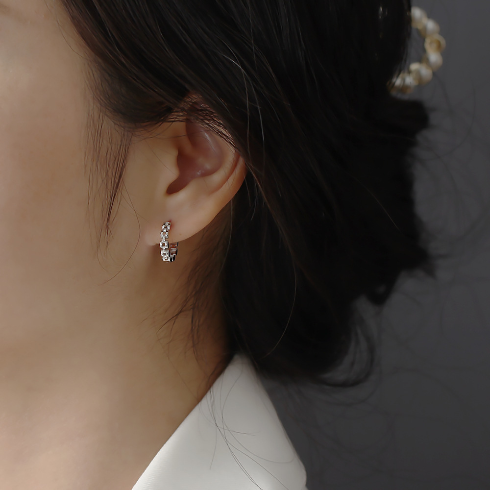 Fashion Geometric Silver Earrings Hollow Out 925 Silver Earrings