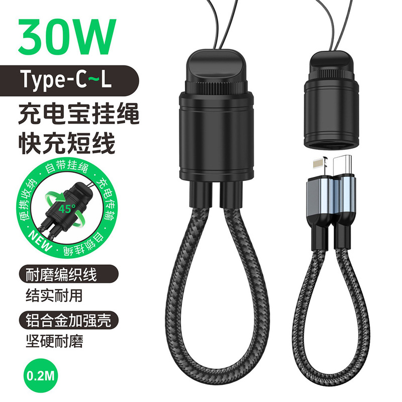 新款充电宝数据线手机挂绳快充充电线适用苹果15-16手机65W数据线|undefined