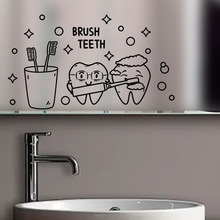 跨境速卖通卡通牙杯牙刷浴室镜子墙面贴画淋浴门贴装饰自粘贴花