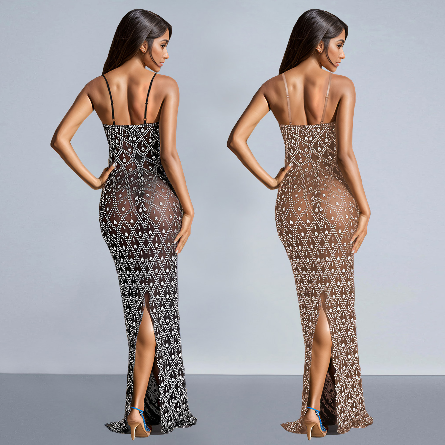 C7160 Aliexpress transfronterizo Amazon 2026 nuevo vestido de cena de mujer sexy de diamante caliente