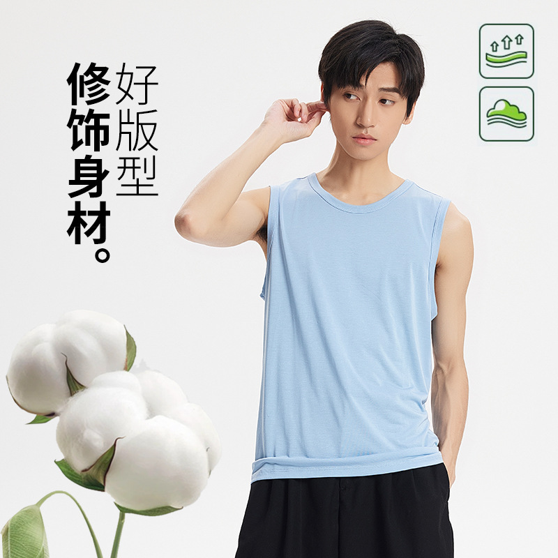 [Algodón suave de agua] Nuevo chaleco con fondo de algodón para hombre de primavera y verano, chaleco con vallas, puede salir a hacer ejercicio, camiseta sin mangas