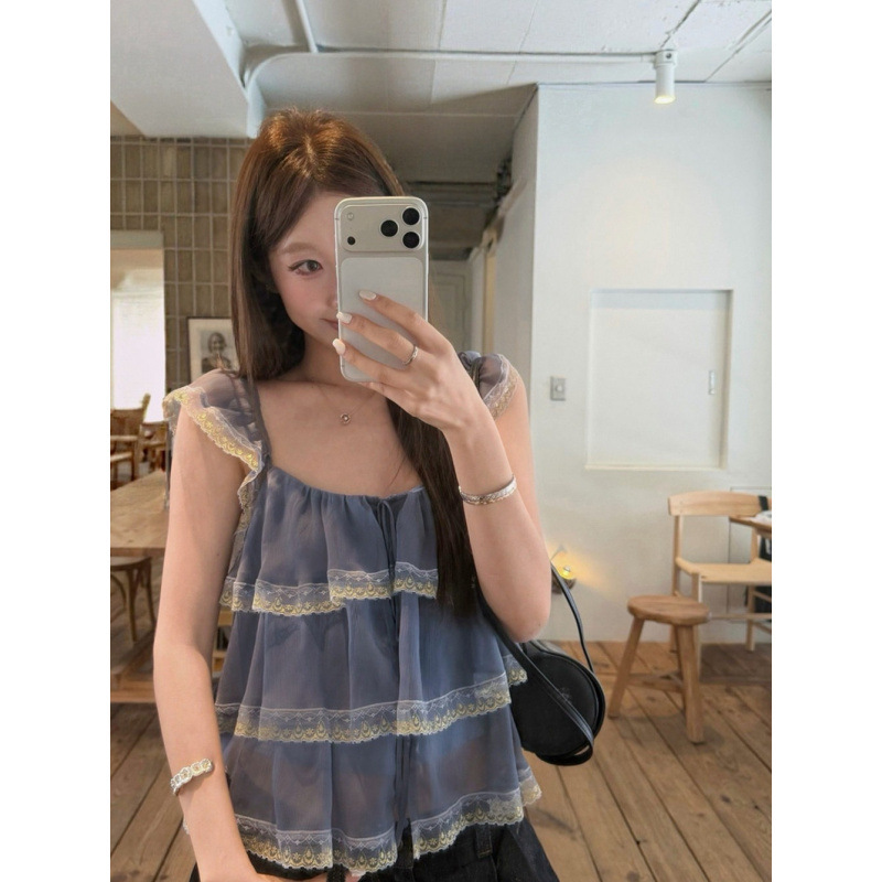 In-Stock Niche Design Light Luxury Lace Patchwork Floral Square Neck Fairy-Style Short Sleeve Blouse for Women Summer In-Stock Niche Design Light Luxury Lace Patchwork Floral Square Neck Fairy-Style Short Sleeve Blouse for Women Summer