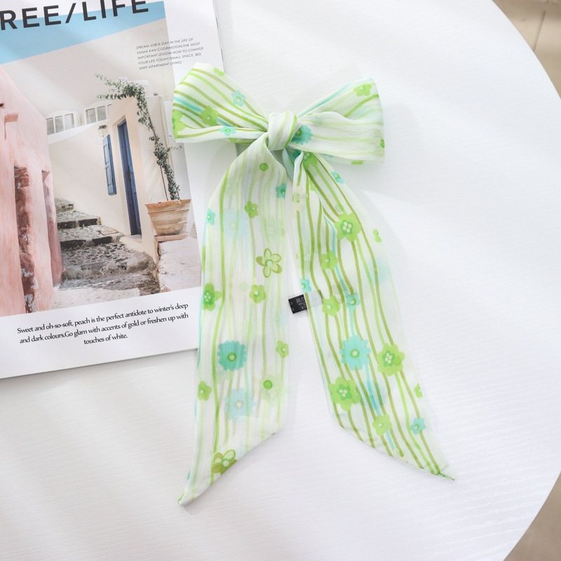 Verano delgada estrecha larga bufanda de seda Cinturón Verde banda de pelo cinta corbata bolsa accesorios de gasa decorativa trenzada corbata de pelo