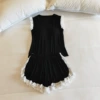 Black breast pads, shorts, with short sleeve