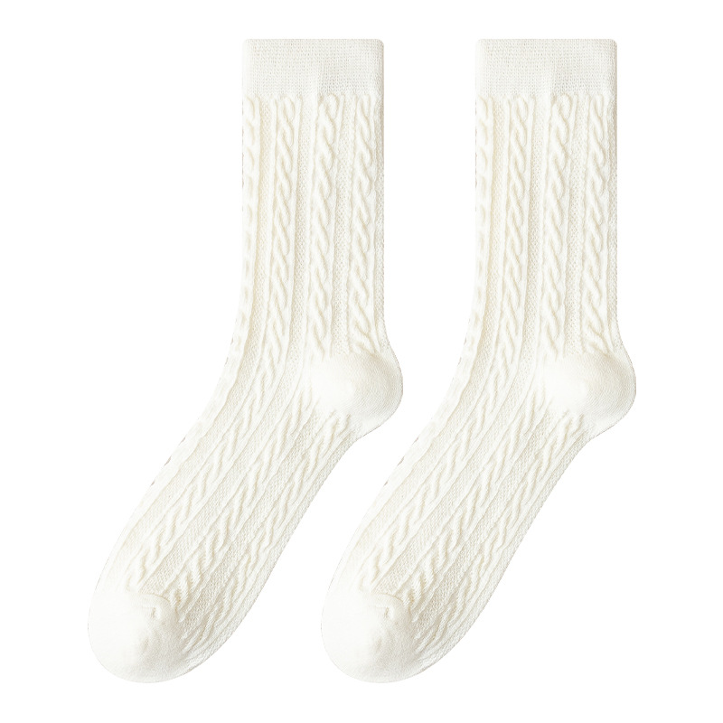 Zhuangyan calcetines grises de mujer clásica retro torsión calcetines casuales primavera y otoño calcetines de algodón transpirables de malla