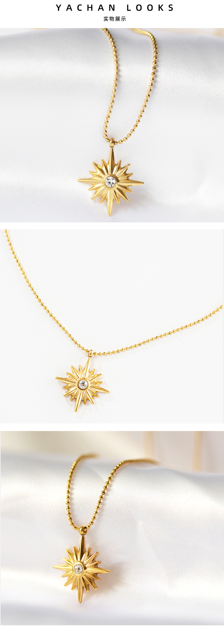 Star Pendant Necklace Simple Fashion Stainless Steel Necklace Wholesale display picture 4