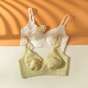 Genuine Summer Ultra-thin Underwear Women's Large Chest Small Breathable Non-rimmed Bra Breast Slimming Lace Latex Bra