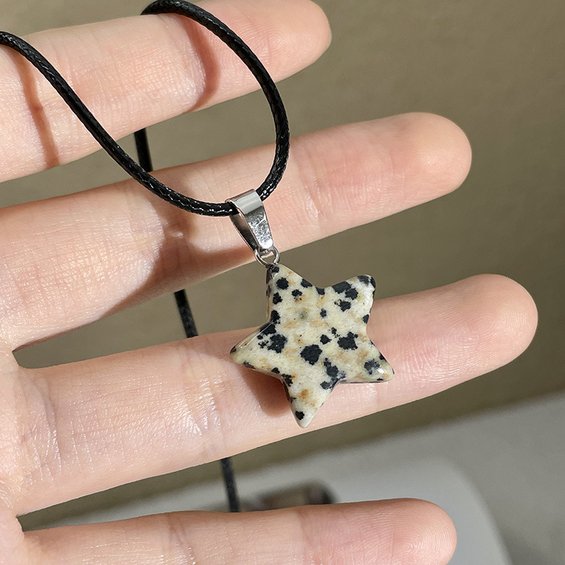 15g Weight Natural Stone Pendant Material Pendant Necklace Classification Leather Rope Chain Material 1 Piece Quantity Holiday, Daily Occasion natural stone, Leather rope Material Star Pattern Women's Gender Simple Style Style Simple Style Star Natural Stone Leather Rope Wholesale Pendant Necklace 11
