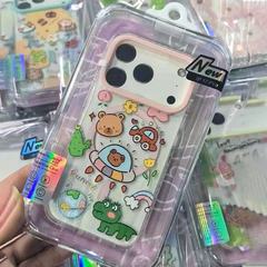 适用iPhone17promax涂鸦米卡伦手机壳苹果16卡通动物园磁吸透明壳