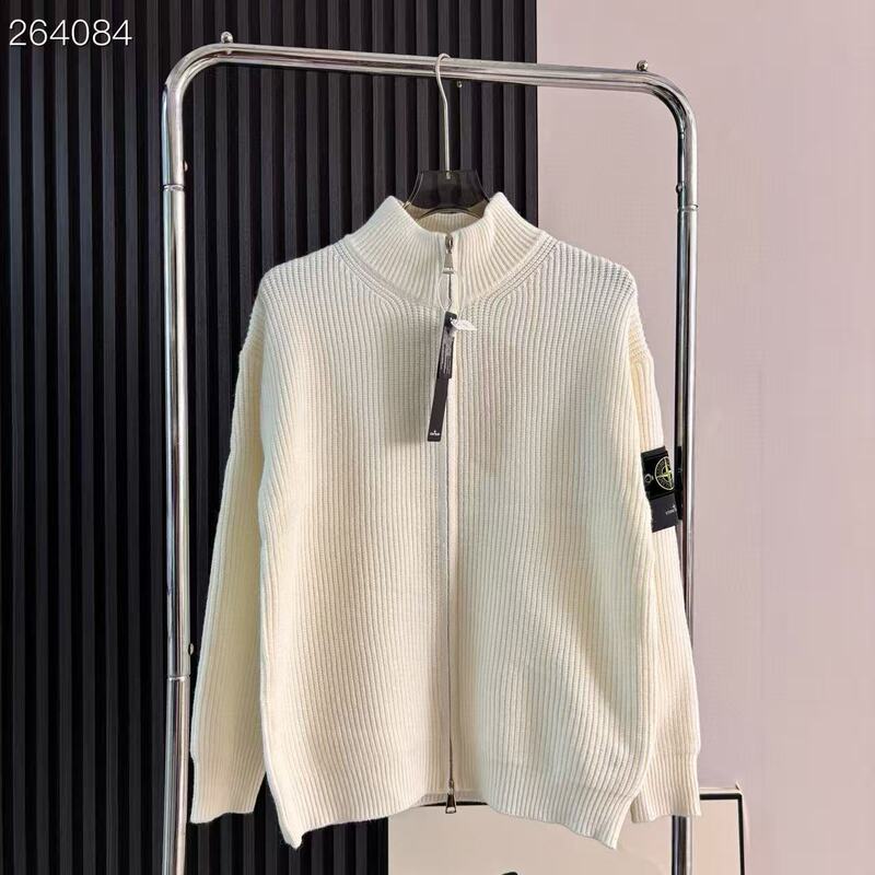Cross-border STONESLAND Stone Island zip-front stand-up collar sweater, versatile and simple, unisex style knitwear Cross-border STONESLAND Stone Island zip-front stand-up collar sweater, versatile and simple, unisex style knitwear