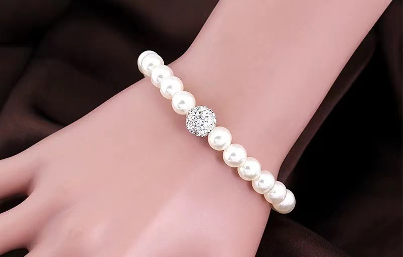 French Style Solid Color Imitation Pearl Beaded Women's Bracelets Earrings Necklace display picture 2