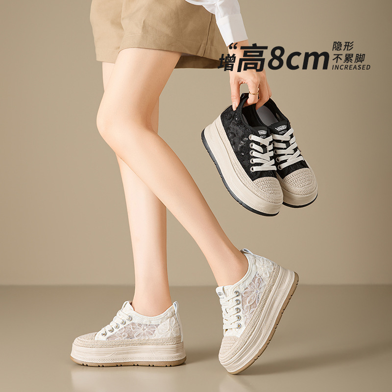 8cm New Summer Style Women's Fisherman Shoes with Thick Soles and Internal Height Increase, Lace Mesh, Breathable, Comfortable for Small Women 8cm New Summer Style Women's Fisherman Shoes with Thick Soles and Internal Height Increase, Lace Mesh, Breathable, Comfortable for Small Women