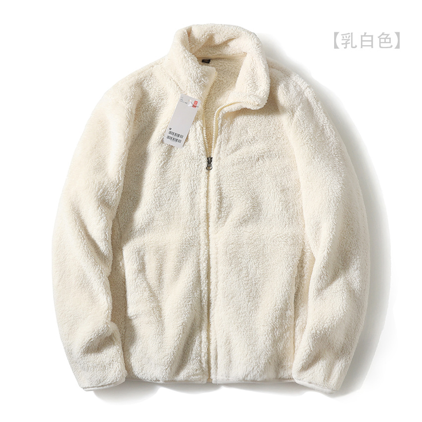 試着室 ~ 両面の珊瑚の絨毯の冬のタイプの男性の立襟とベルベットの保温は絨毯の揺れる粒の絨毯のカジュアルなコートをつかみます。