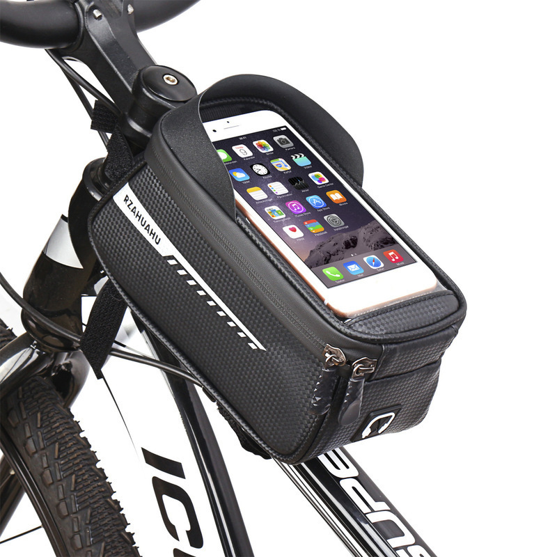 Cross-border hard shell bicycle bag front beam bag mountain bike rainproof mobile phone bag touch screen upper tube saddle bag riding bag 